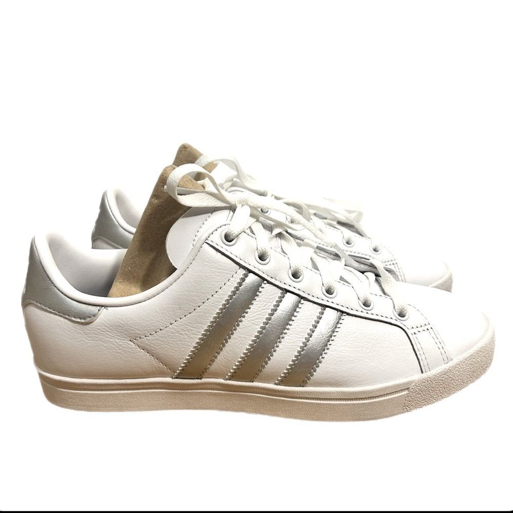 NWOT Adidas Coast Star White Silver Metallic Women's Size 6.5